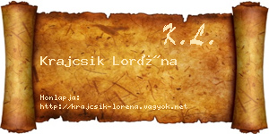 Krajcsik Loréna névjegykártya